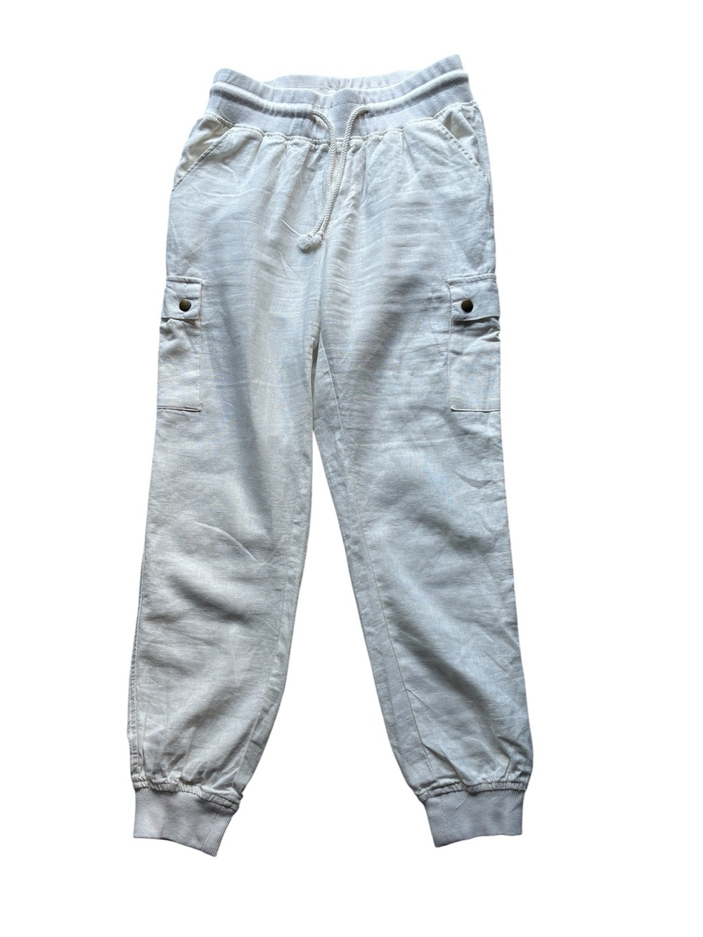 ReVamped Women's Cream Linen Cargo Jogger Pants Size XS